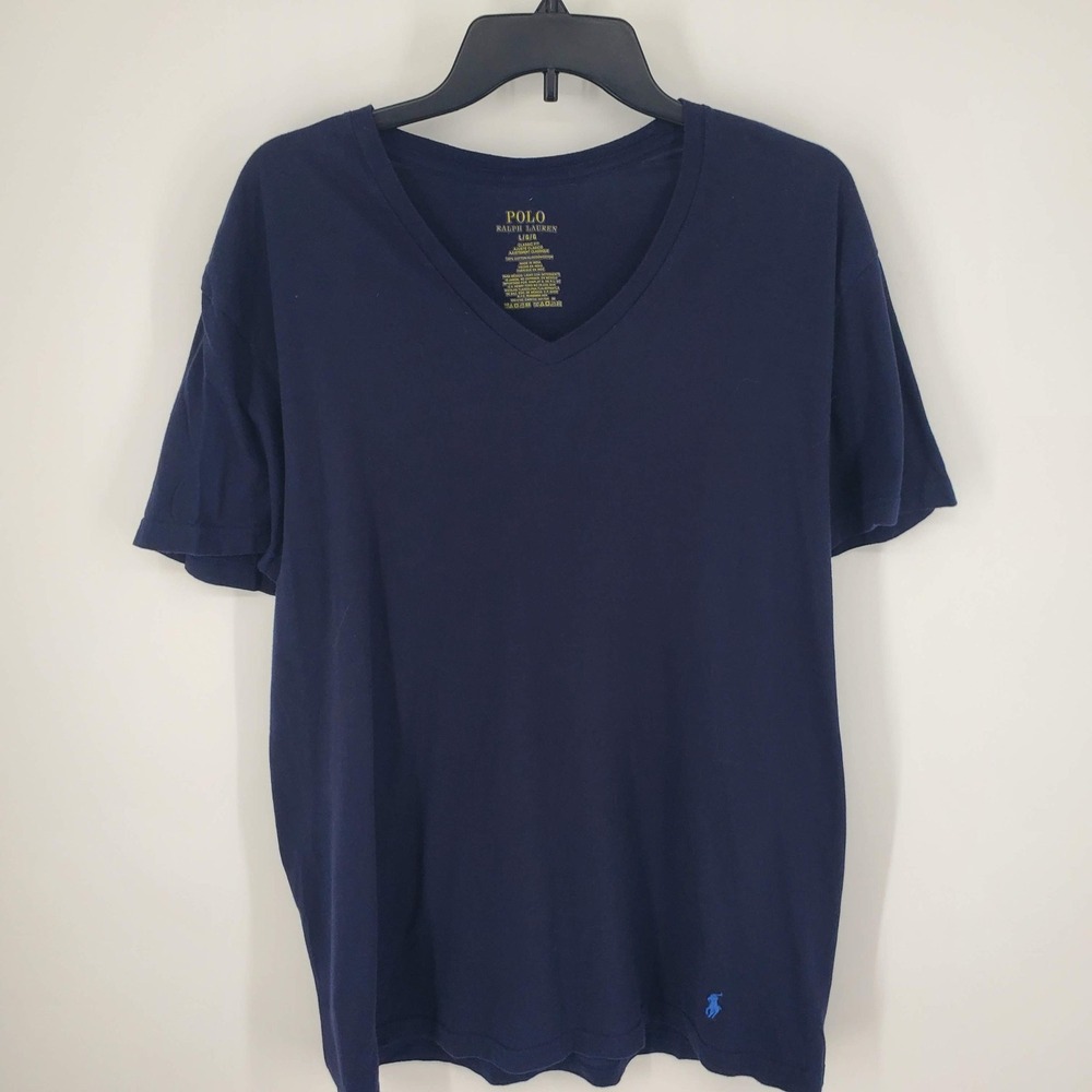 Polo Ralph Lauren Mens Navy Blue Classic Fit V Neck T Shirt Tee